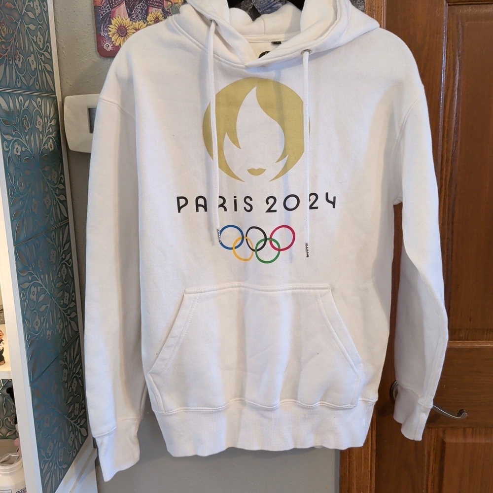 Paris 2024 Olympic Pullover Hoodie with Black Logo